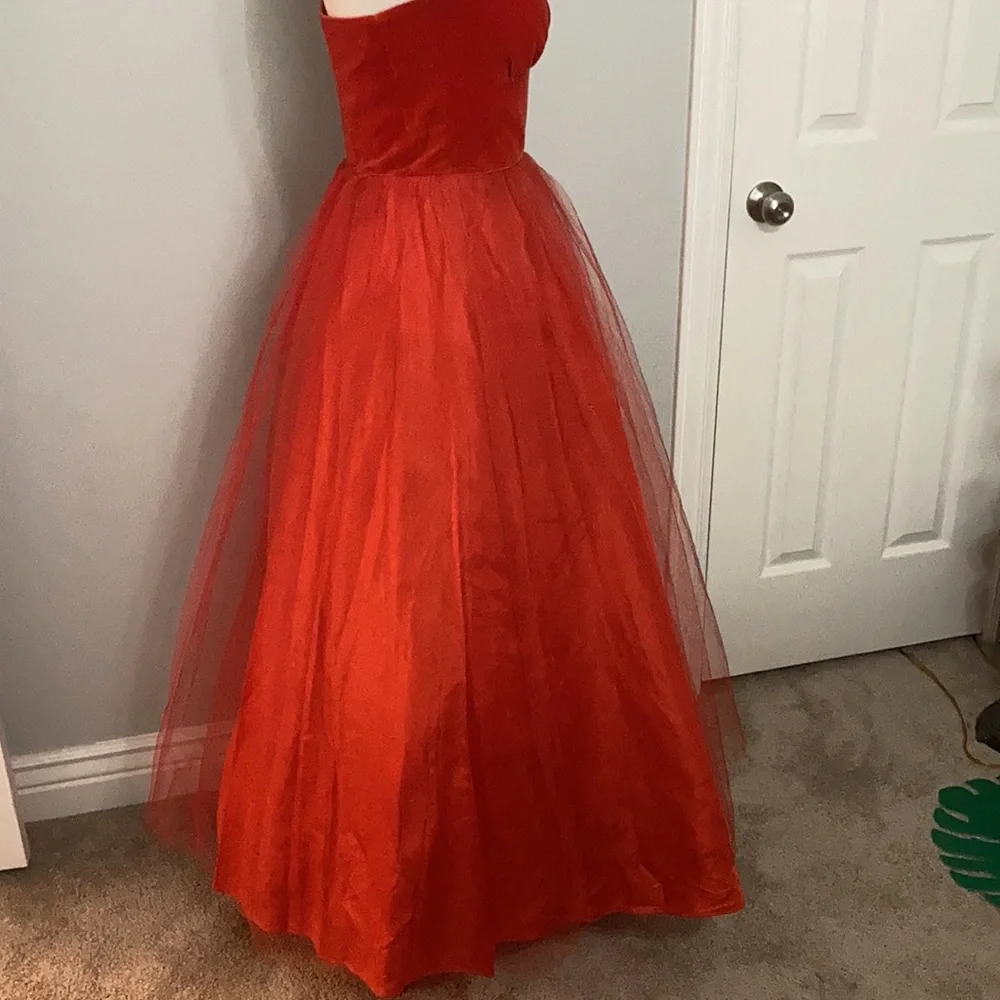 Blood Orange Vintage Velvet and Tulle Ballgown w/ matching Bolero prom - Picture 6 of 11